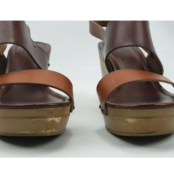 American Eagle  Brown Leather Wedge Sandals Size 6 - Picture 3 of 10